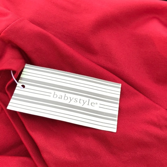 NWT BabyStyle Red Maroon Burgundy Wine LS Cowl Neck Top Shirt Maternity M Medium - Picture 7 of 12